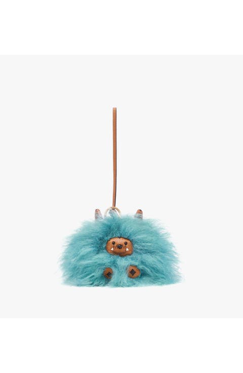 Aren Mars Dog Charm in Faux Fur and Visetos