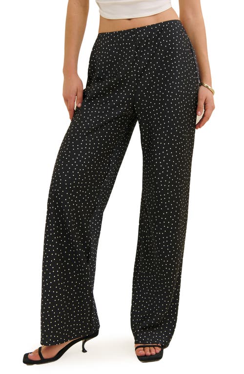 Reformation Gale Straight Leg Satin Pants In Black