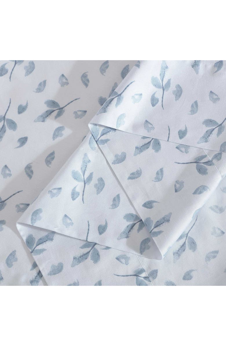 Calvin Klein Falling Petals 300 Thread Count Sateen Sheet Set, Alternate, color, Pale Grey/ Blue