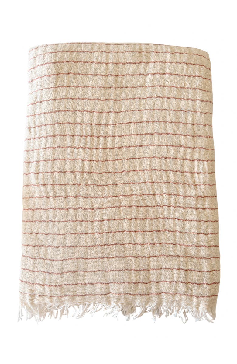 Anaya Desert Striped Turkish Cotton Crinkled Throw, Main, color, Beige