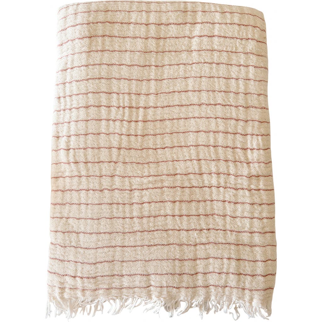 Anaya Desert Striped Turkish Cotton Crinkled Throw In Beige