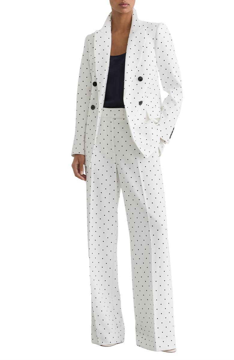 Reiss Beatrix Dot Print Blazer, Alternate, color, White/ Navy