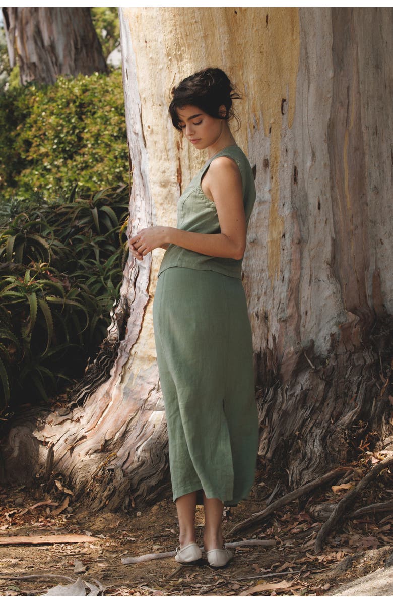 VIR VITA Philippine Maxi Linen Skirt, Alternate, color, Sage