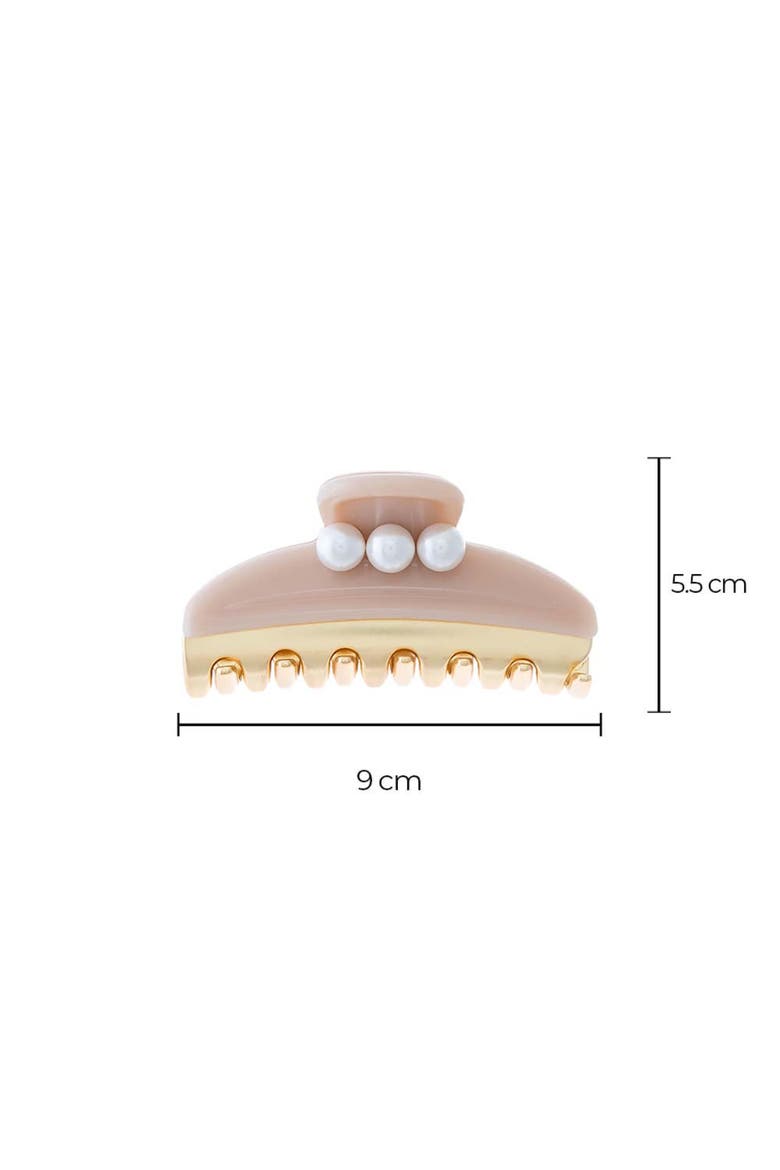 Medium Triple Pearl Accented Two Tone Claw Clip, Alternate, color, Pink