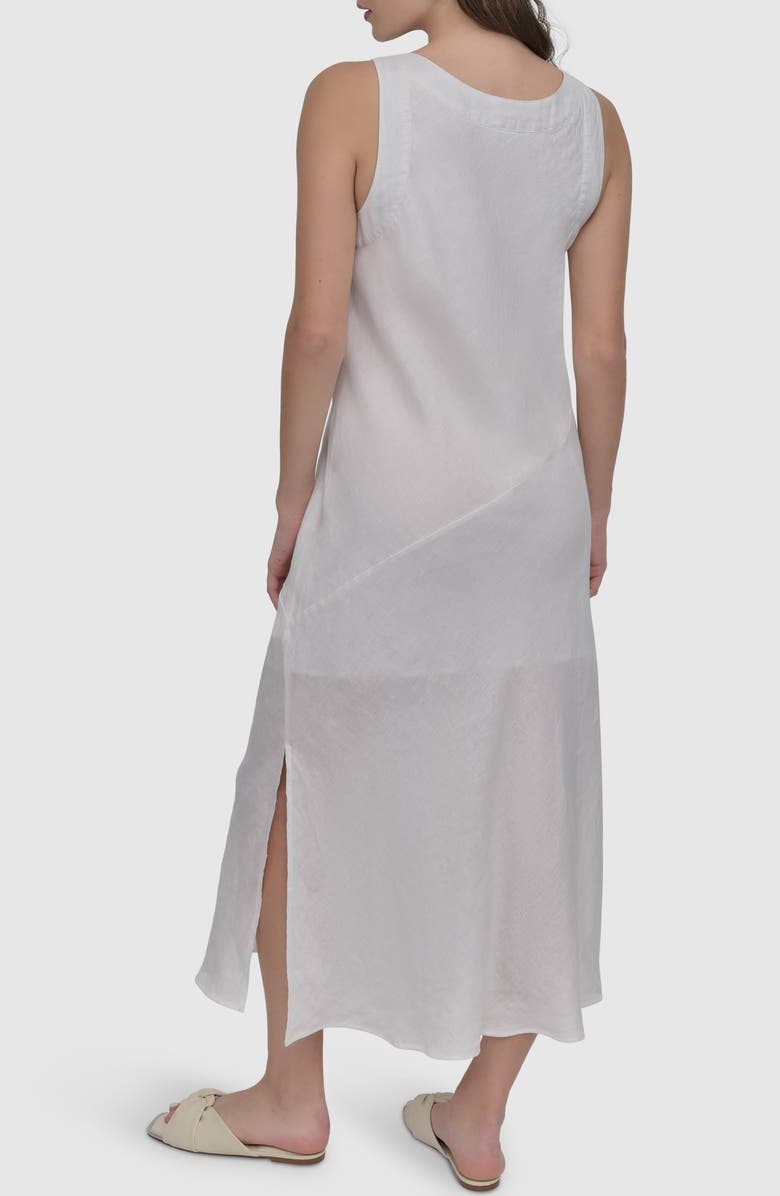 DKNY Asymmetric Sleeveless Linen Dress, Alternate, color, White