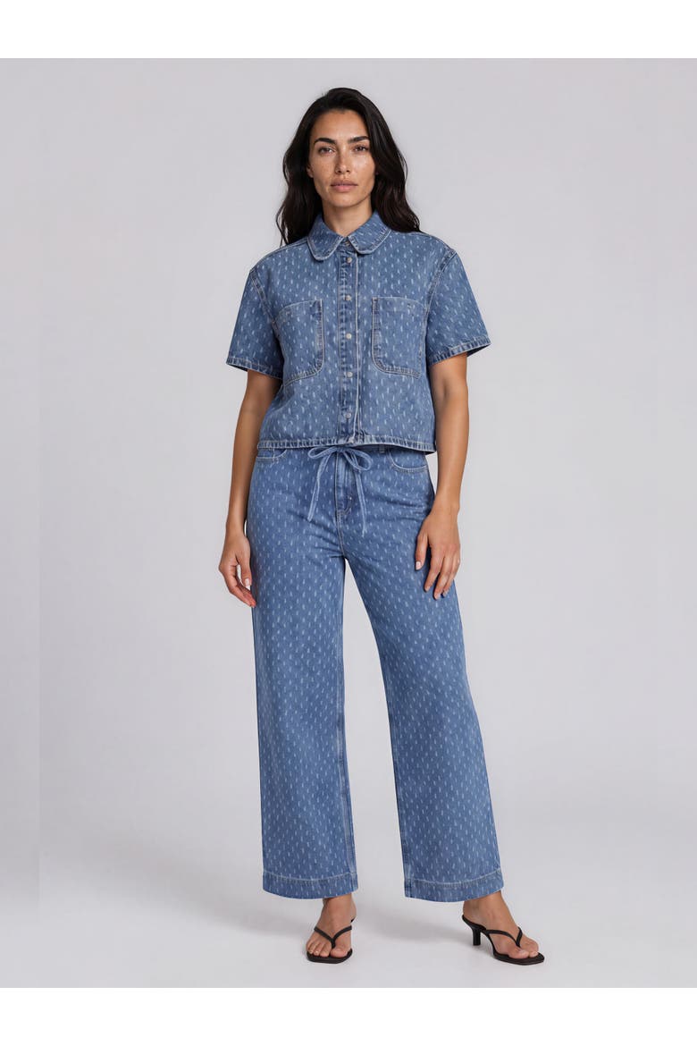 Cropped Collared Snap-Front Shacket, Alternate, color, Basic Denim