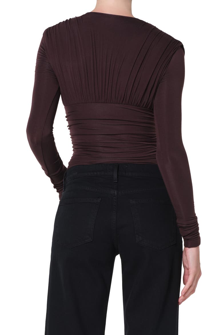 Abbi Ruched Bodysuit, Alternate, color, ROOT DARK BROWN