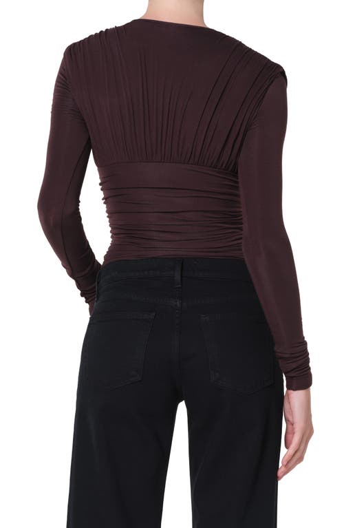 Agolde Abbi Ruched Bodysuit In Brown