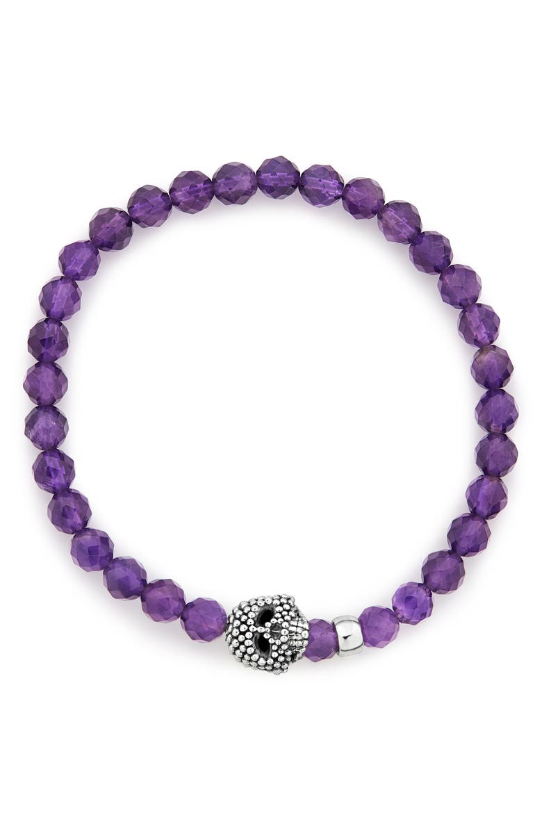 LAGOS Signature Caviar Skull Stone Stretch Bracelet, Main, color, Amethyst