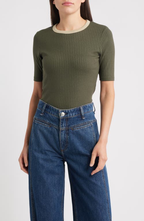 Rag & Bone The Knit Contrast Ringer Tee In Green