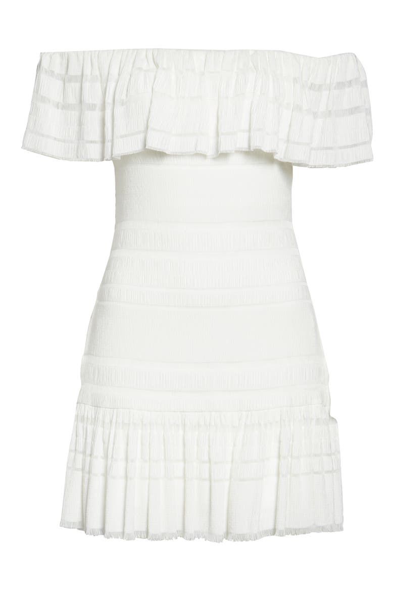 Off the Shoulder Crinkled Minidress, Alternate, color, IVORY