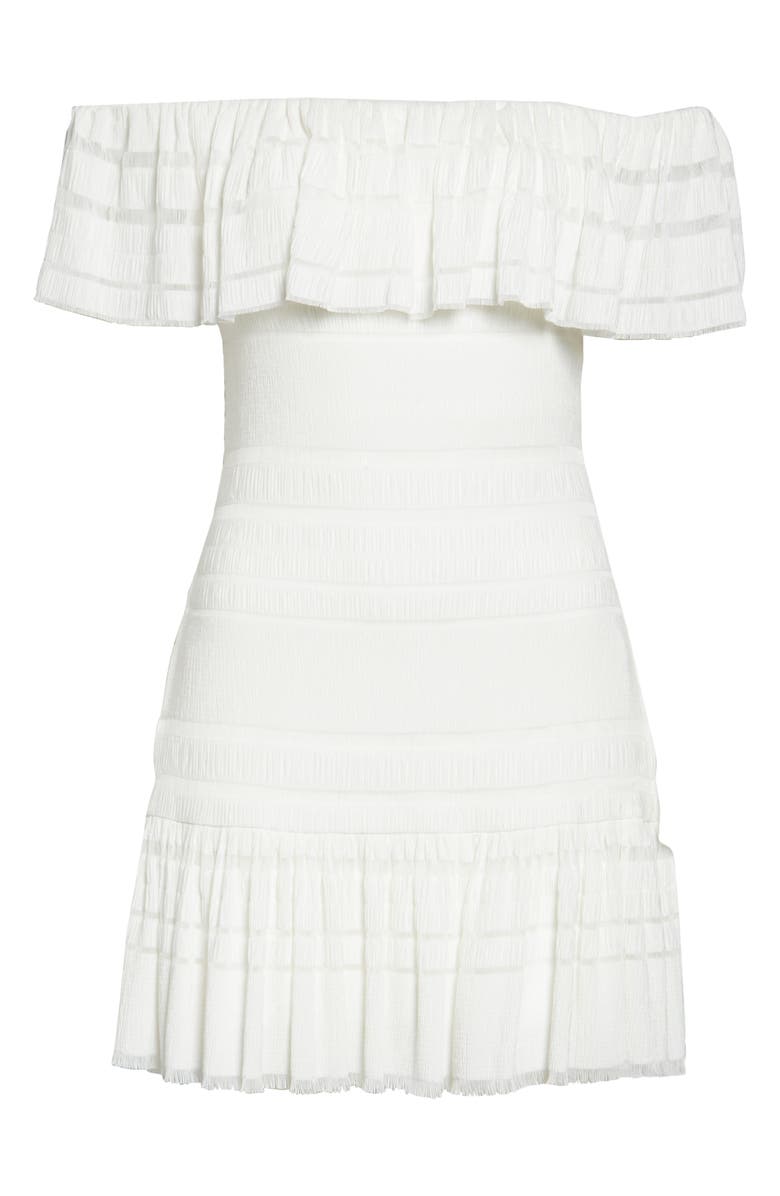 SHO by Tadashi Shoji Off the Shoulder Crinkled Minidress, Alternate, color, 