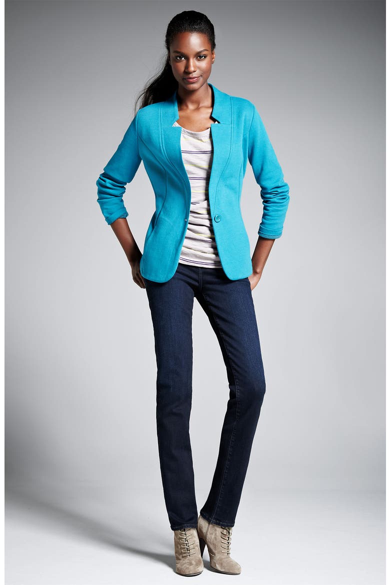 Double Knit Blazer, Alternate, color, RUST AMBER COMBO