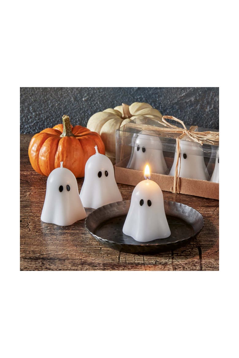 Ghost Mini Tealight Candles Halloween Paraffin Wax Decor, Alternate, color, White