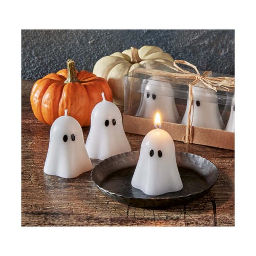 Tag Ghost Mini Tealight Candles Halloween Paraffin Wax Decor In White