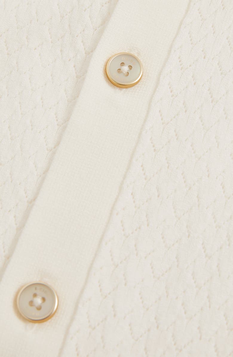 Reiss Thames Pointelle Knit Short Sleeve Button-Up Shirt, Alternate, color, White