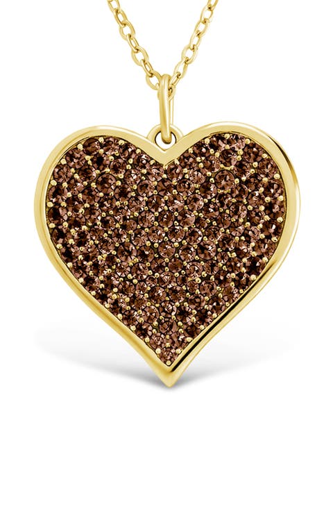 14k Gold Plated Sterling Silver Chocolate Cubic Zirconia Heart Pendant Necklace