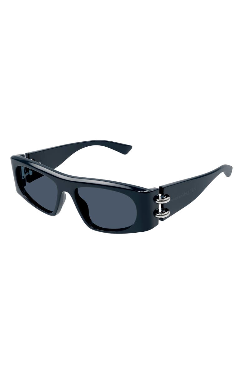 McQueen 53mm Rectangular Sunglasses, Alternate, color, Blue