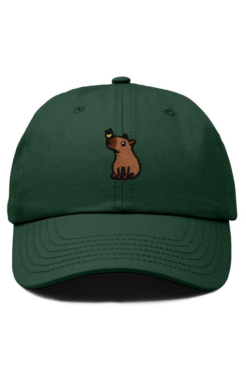 Dalix Capybara Embroidered Everyday Hat In Dark Green