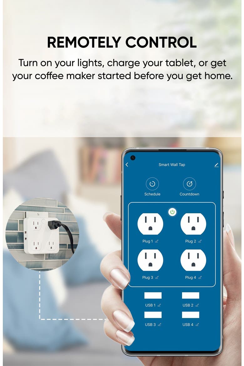 Smart WiFi Wall Tap, Alternate, color, White