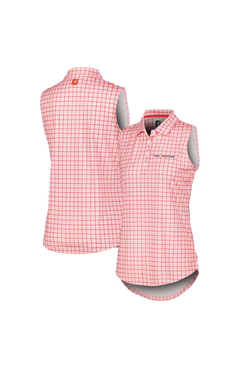 FOOTJOY Women's FootJoy Pink THE PLAYERS Gingham Sleeveless Polo, Main, color, 