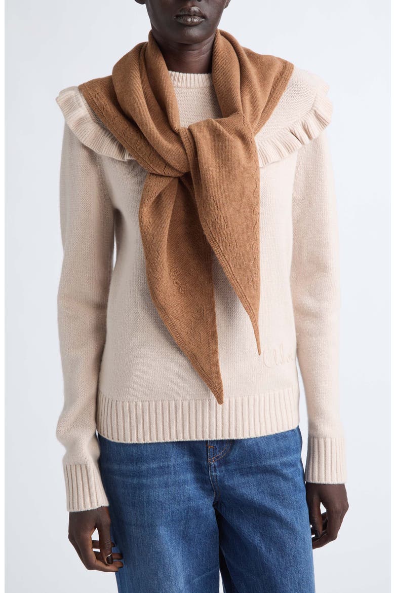 Iconic Wool Triangle Scarf, Main, color, DUSTY CAMEL