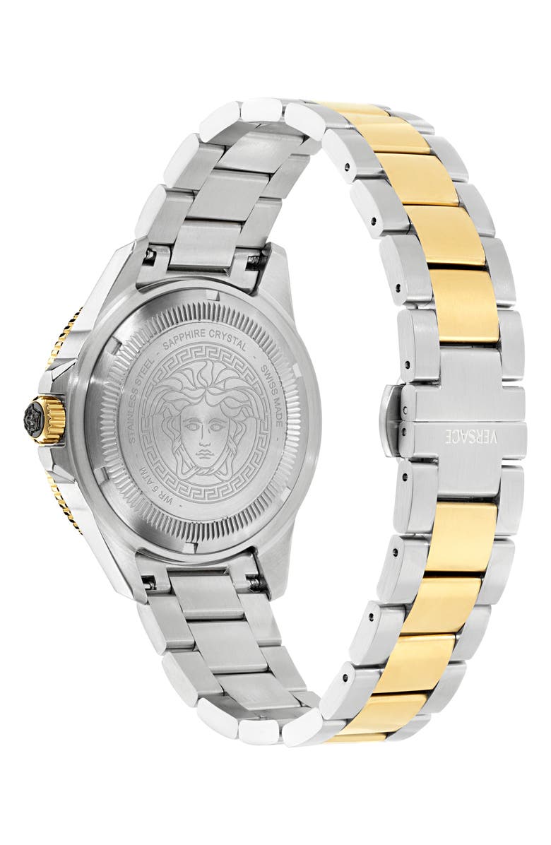 Versace Greca Force Two-Tone Bracelet Watch, 42mm, Alternate, color,