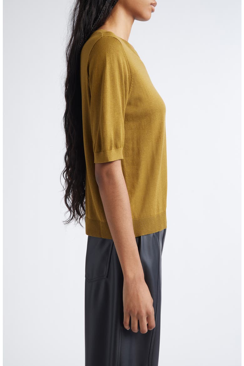 Musette Silk & Cotton Sweater, Alternate, color, OLIVE GREEN