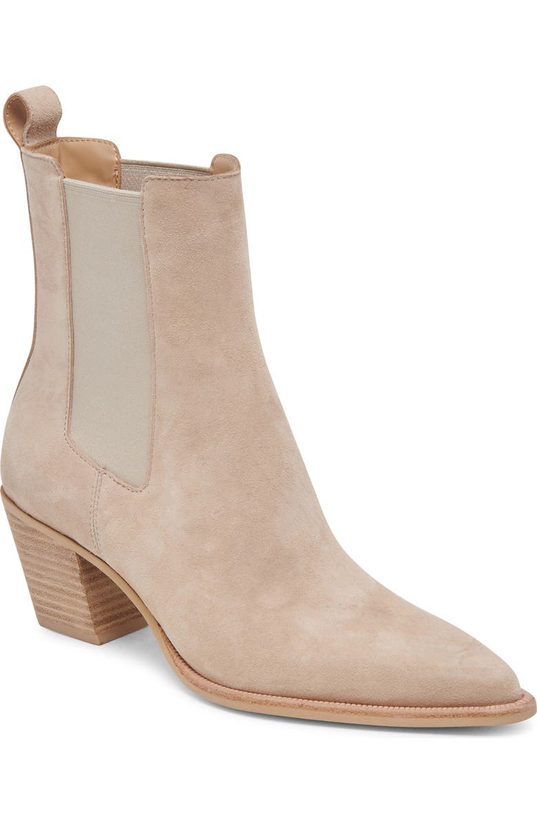 Dolce Vita Shadie Waterproof Pointed Toe Chelsea Boot, Main, color, Dune Suede