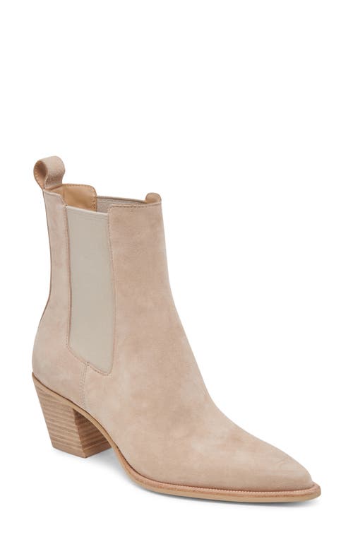 Dolce Vita Shadie Waterproof Pointed Toe Chelsea Boot in Dune Suede H2O 