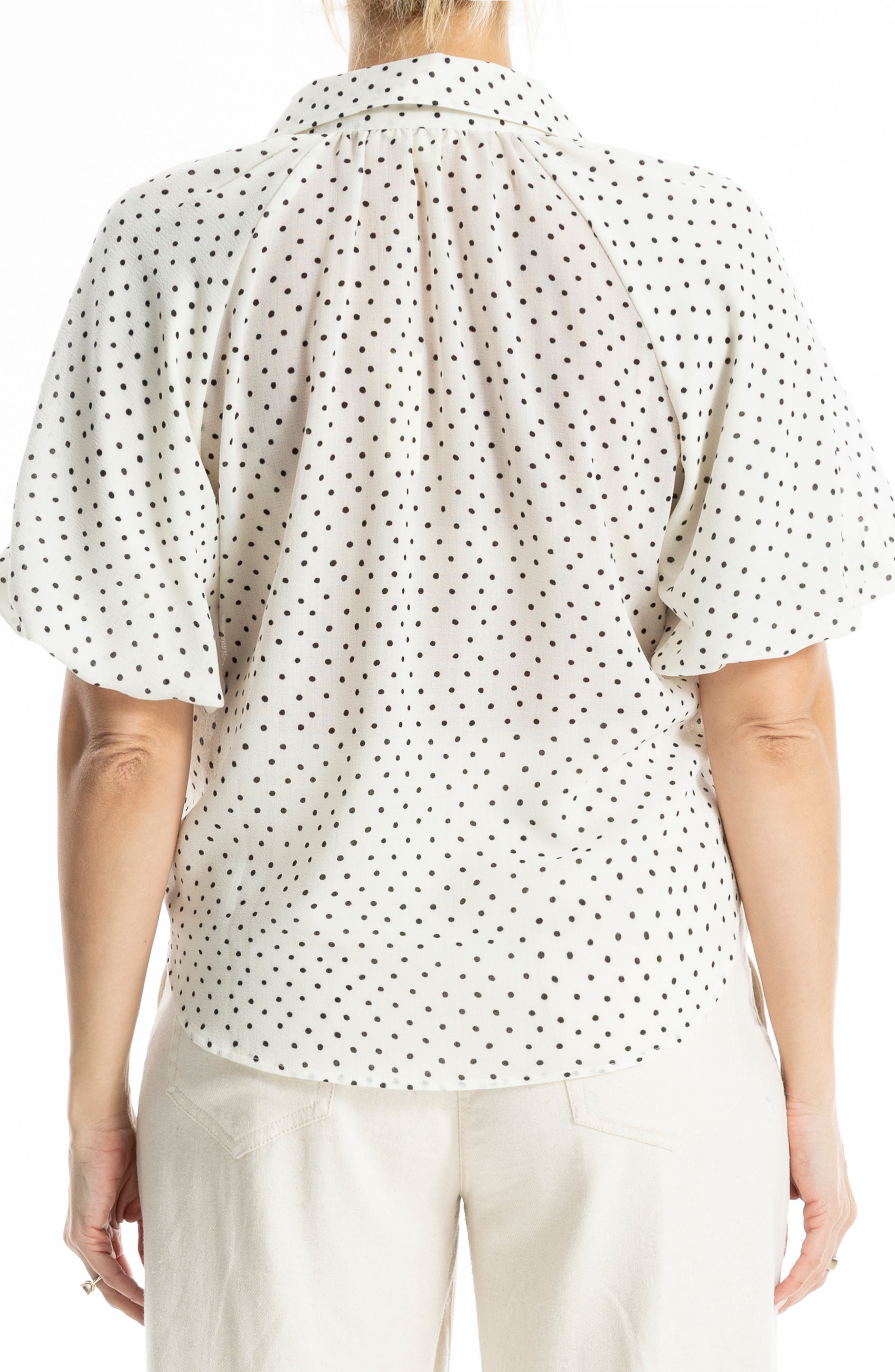 Boyfriend Fit Bubble Sleeve Button-Up Shirt - image 4