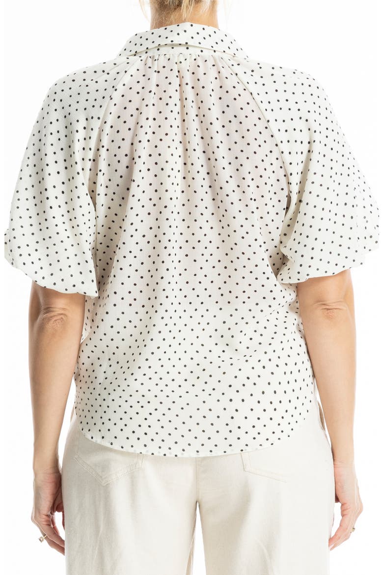 Boyfriend Fit Bubble Sleeve Button-Up Shirt, Alternate, color, ECRU BLACK