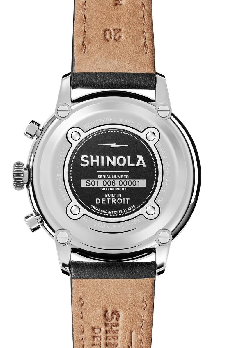 Shinola The Bedrock Chronograph Leather Strap Watch, 42mm, Alternate, color, 