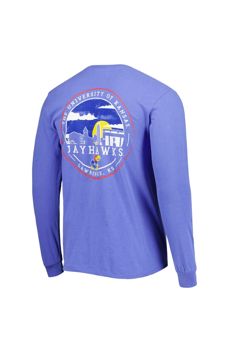 IMAGE ONE Men's Royal Kansas Jayhawks Circle Campus Scene Long Sleeve T-Shirt, Alternate, color, Royal