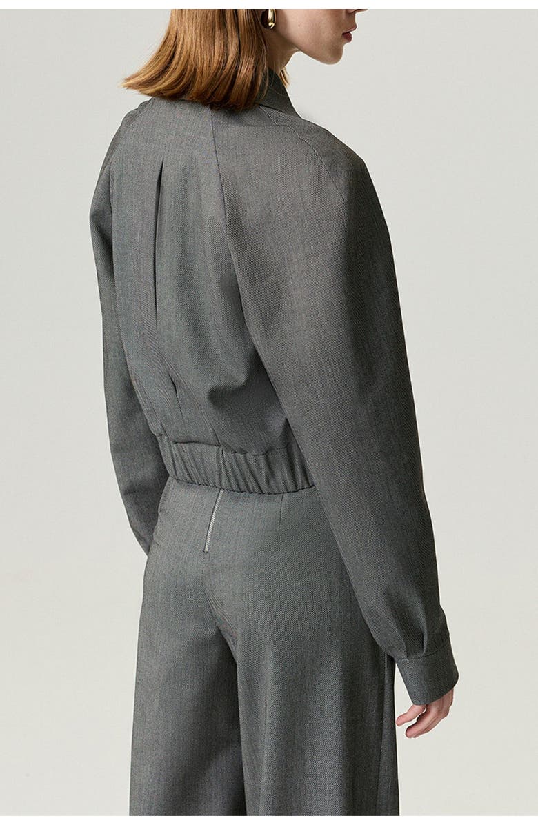 Nocturne Waistband Detail Bomber Jacket, Alternate, color, Dark Grey