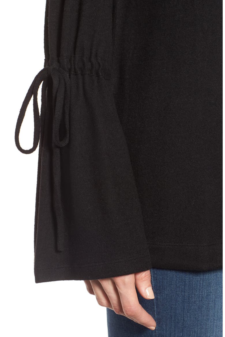 Cozy Bell Sleeve Top, Alternate, color, BLACK