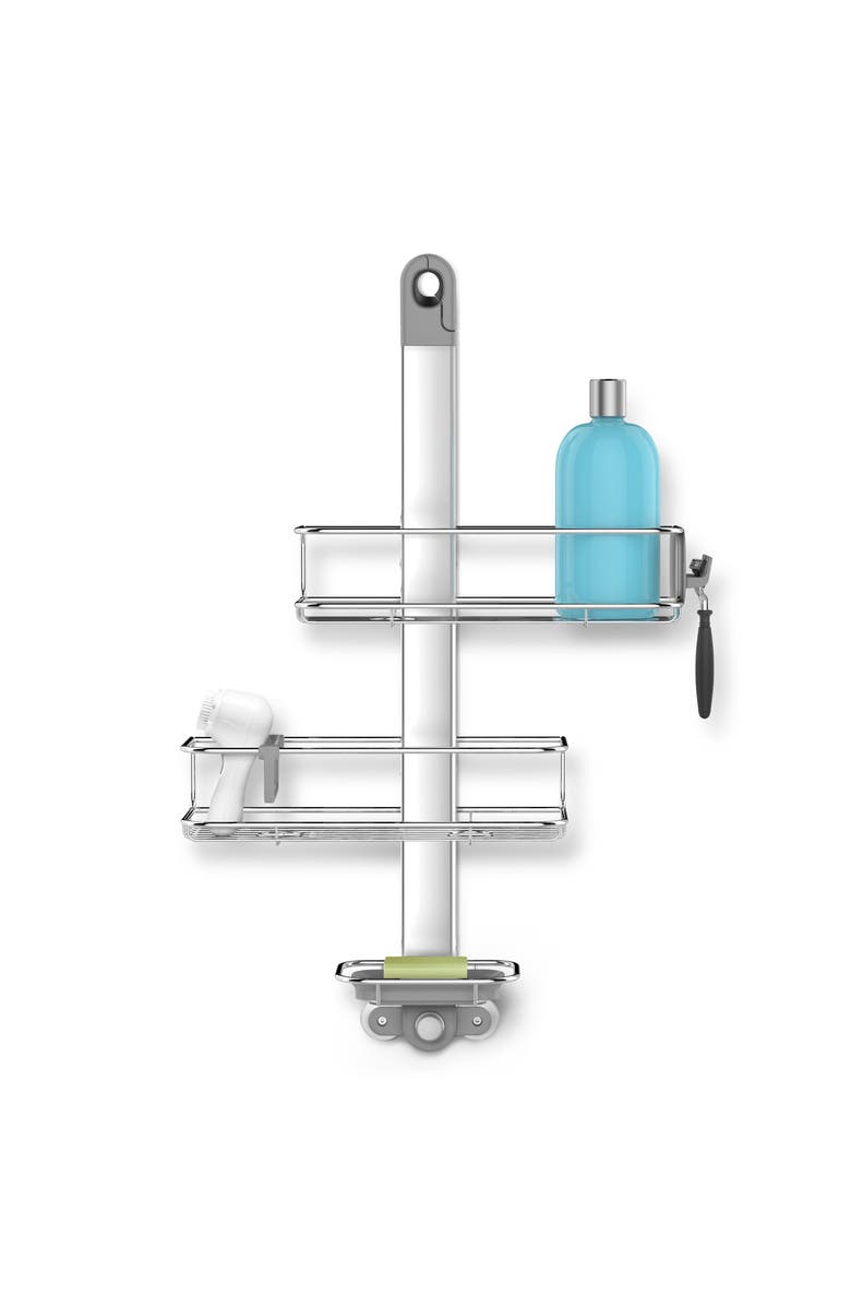 simplehuman adjustable caddy, stainless steel + anodized aluminum, Main, color, Grey