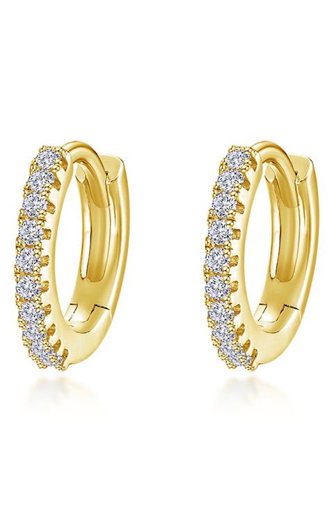 Pavé Simulated Diamond Huggie Hoop Earrings