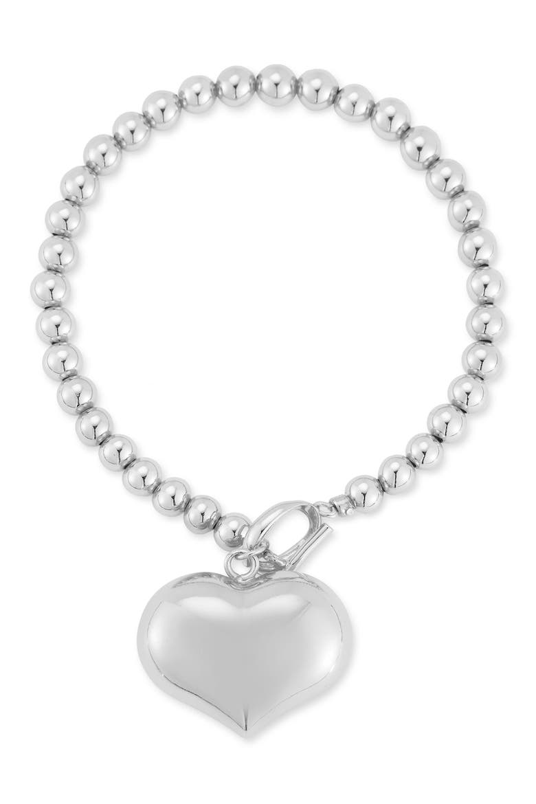 Puffy Heart Bracelet, Main, color, SILVER