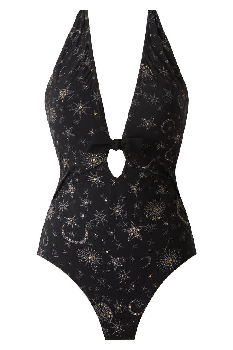 Lucky Stars Halle One-Piece Swimsuit, Alternate, color, BLACK/ GOLD