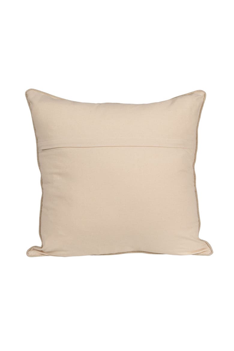 Cotton Linen Blend Block Printed Pillow with Palm Trees, Natural, Green and Brown, Alternate, color, Natural