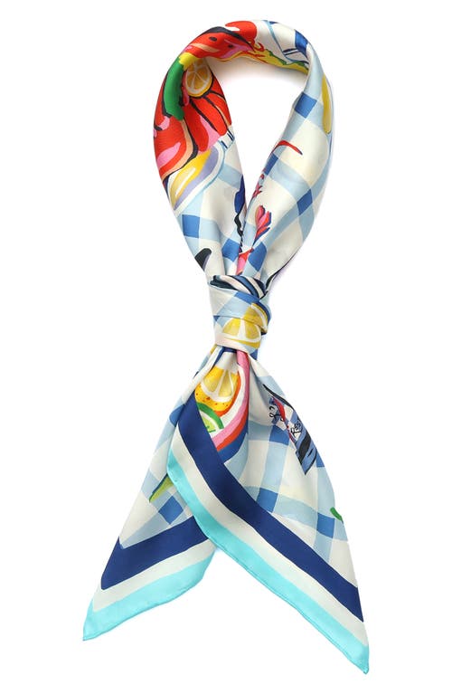 Kate Spade New York Lobster Lunch Silk Square Scarf In Blue Multi