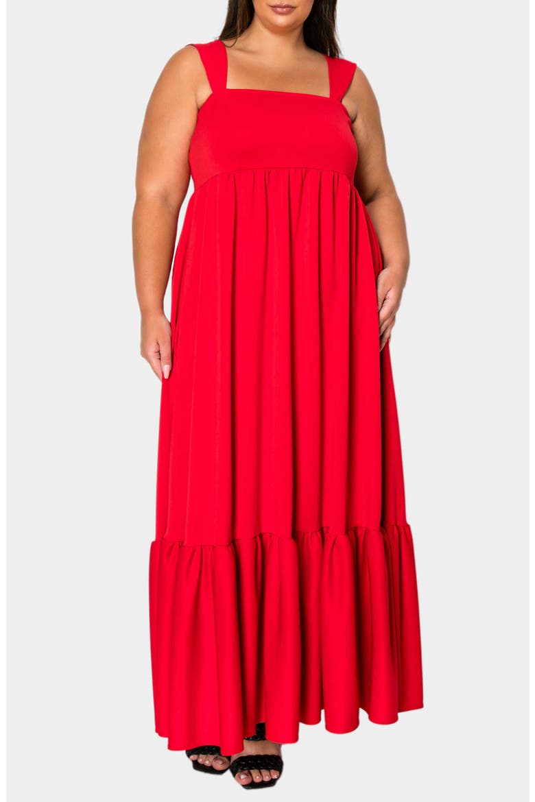 Angelika Ruffle Hem Sleeveless Maxi Dress, Alternate, color, RED