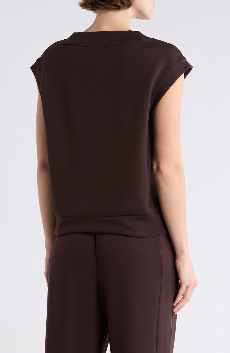 Z by Zella Whisper V-Neck Short Sleeve Knit Top, Alternate, color, Brown Mole