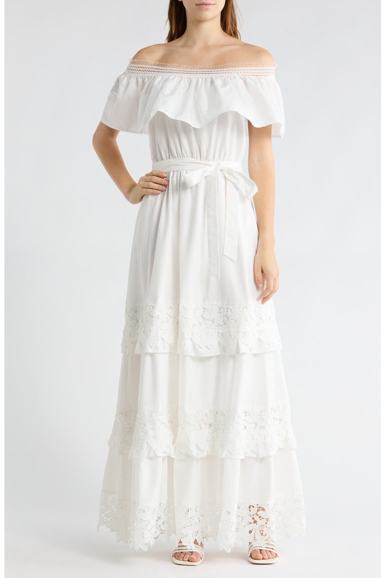 Jane Off the Shoulder Maxi Dress, Alternate, color, WHITE