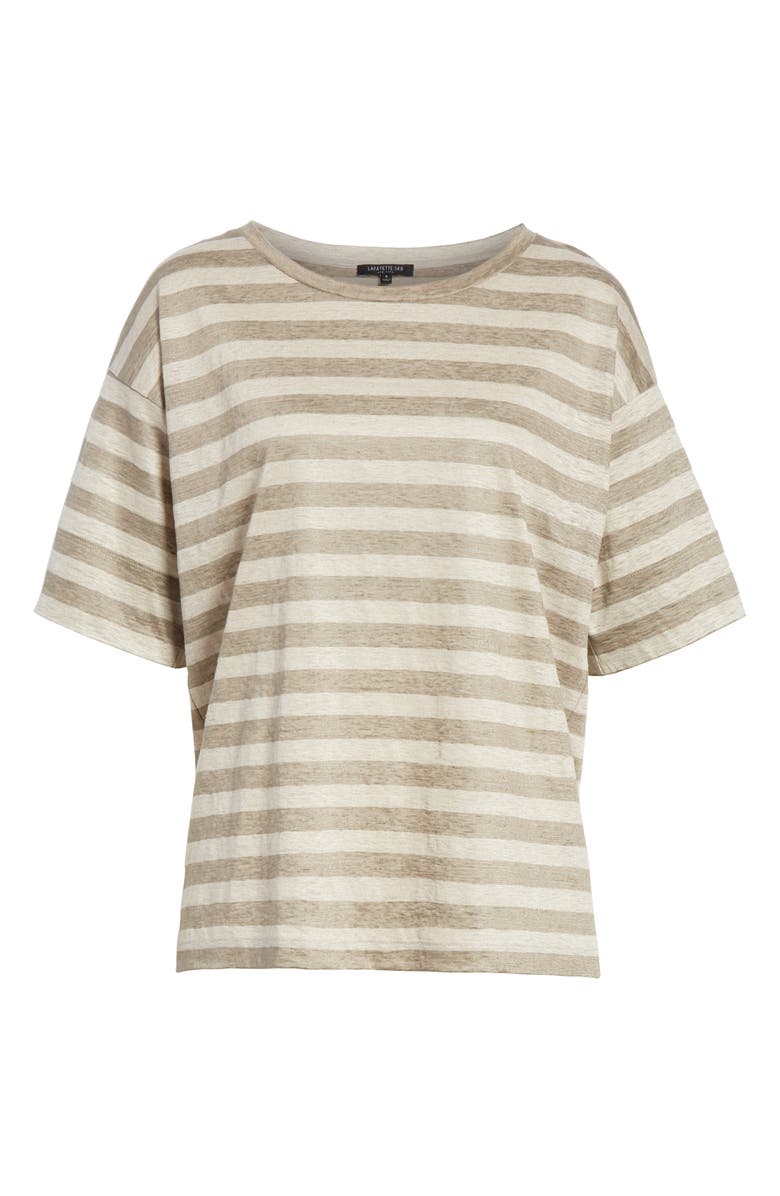Lafayette 148 New York Easy Stripe Linen Tee, Alternate, color, 
