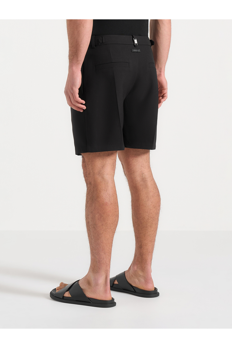 Marin Tailored Pleated Shorts, Alternate, color, Black