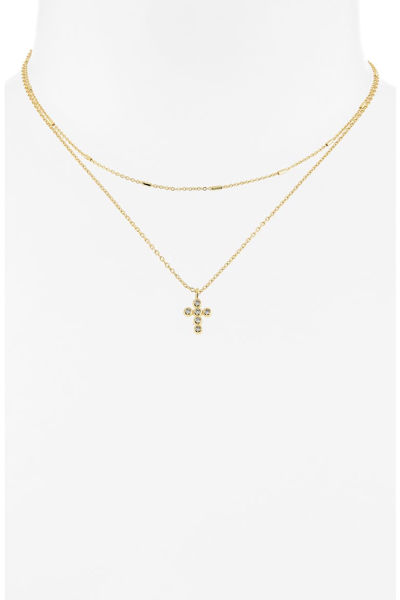 Layered Mini Cross Pendant Necklace, Alternate, color, GOLD