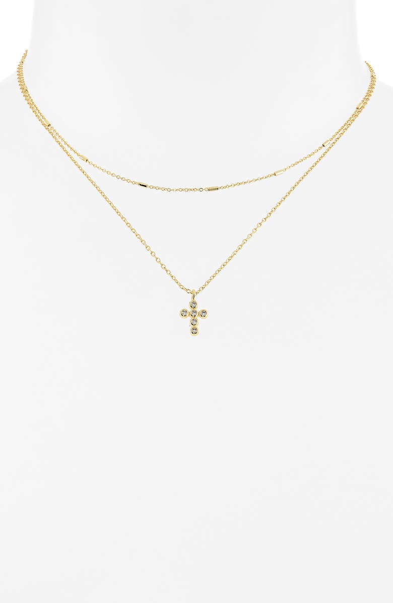 ARGENTO VIVO Layered Mini Cross Pendant Necklace, Alternate, color, Gold