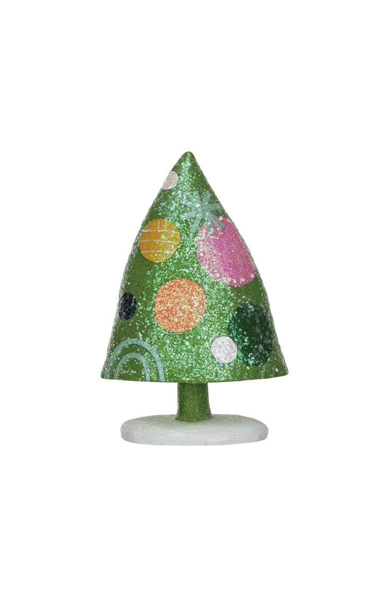 Storied Home Resin Christmas Tree with Dots and Glitter, Multicolor, Main, color, 